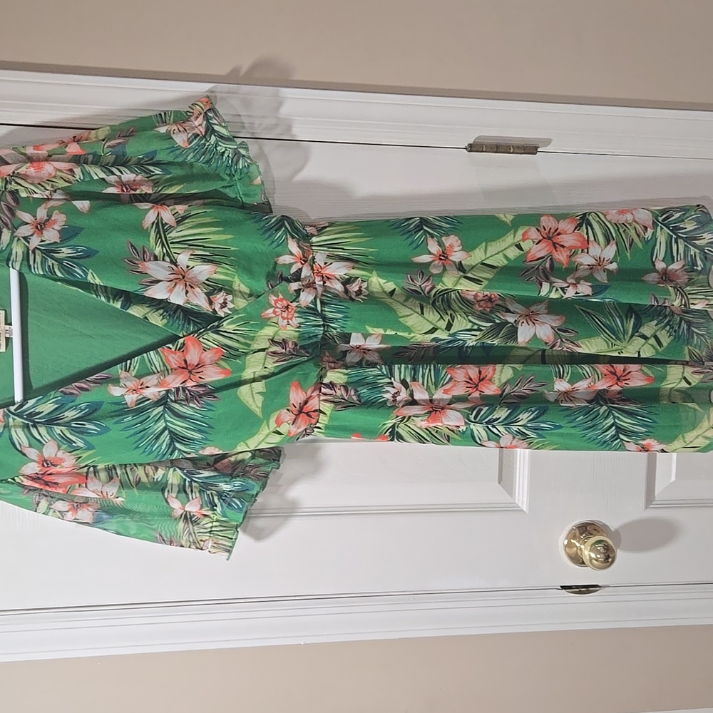 Green Ruffled Wrap Sundress - Picture 6 of 6